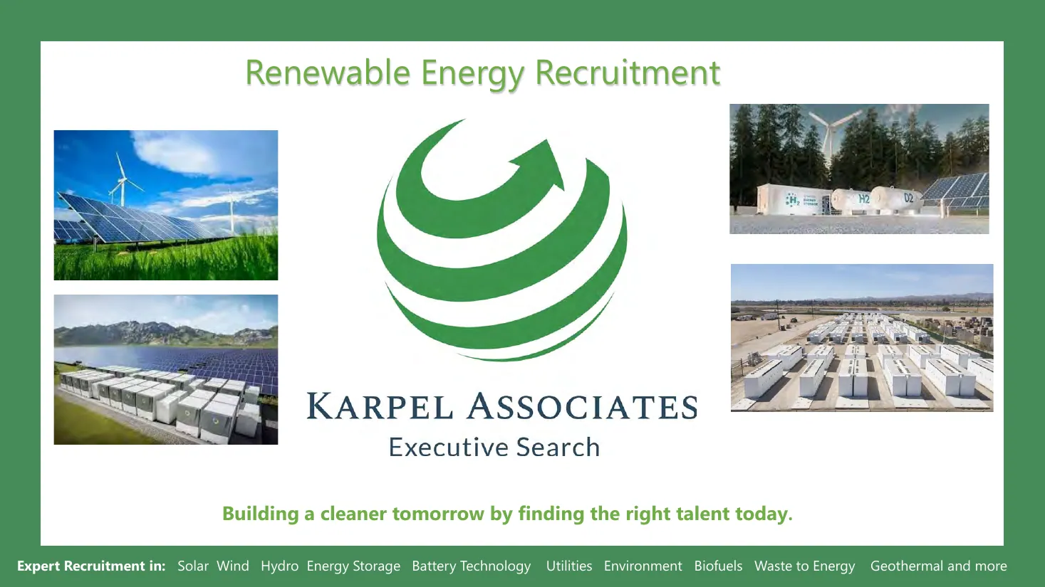 Cover of the Karpel Associates renewable energy recruitment capabilities deck